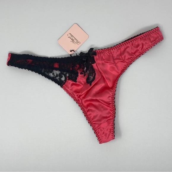 Agent Provocateur Nayeli Pink Black Silk Thong AP4 Large NWT